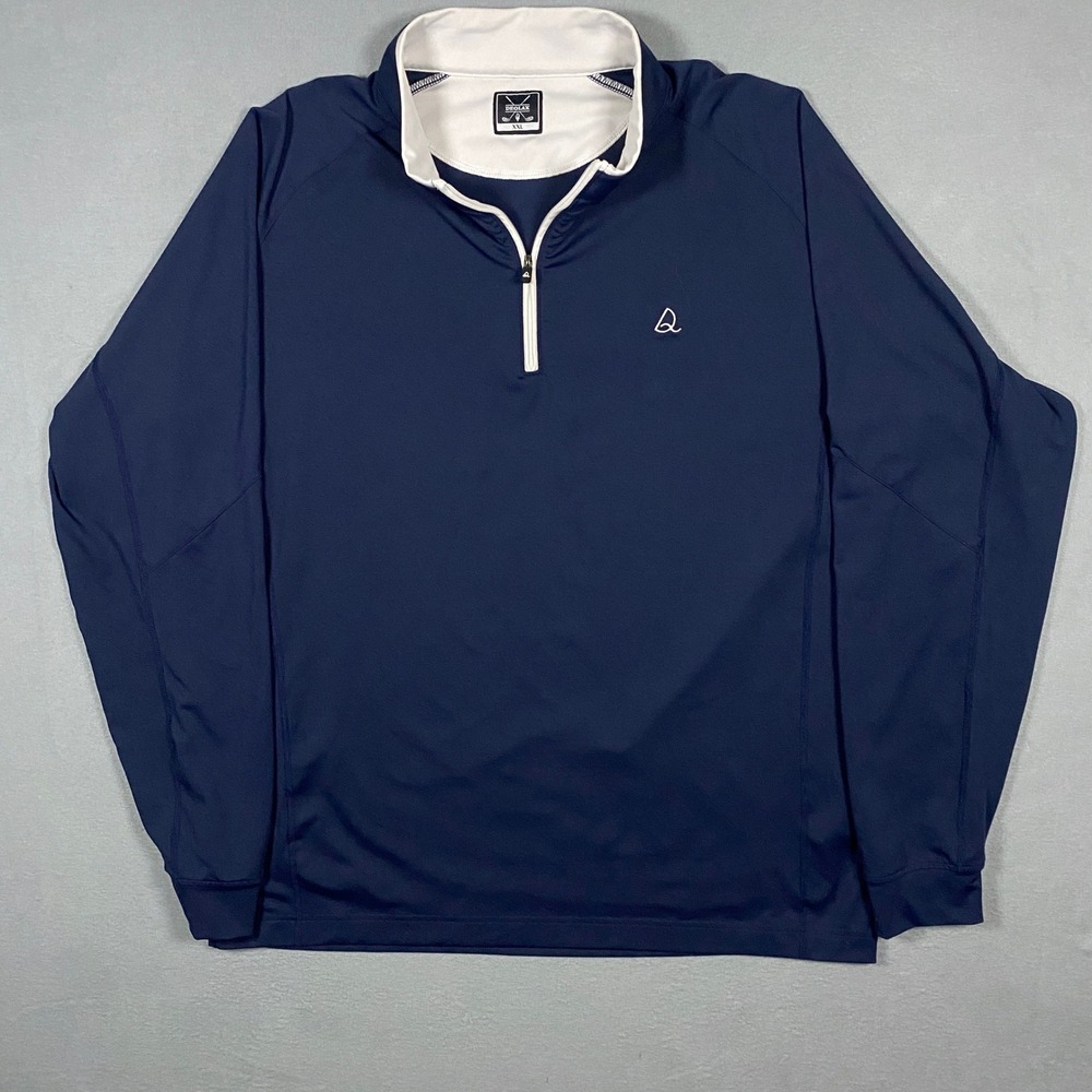 Deolax Mens XXL Blue Quarter Zip Golf‎ Pullover Long Sleeve Performance